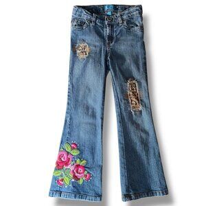 Y2k Vintage Childrens Place TCP Girls Jeans Sz 6 Boho Embroidered Flare BRATZ